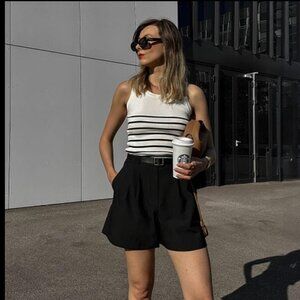 GOELIA Acetate Cotton Knitted Striped Tank Top size M